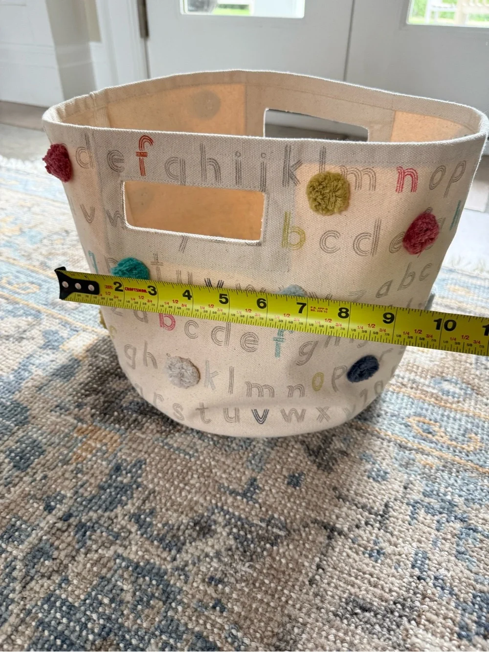 Alphabet Pom Pom Canvas Storage Bin - Neutral